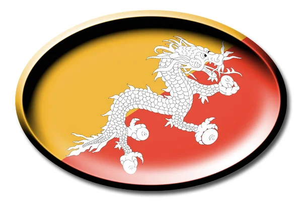 Σημαία Του Μπουτάν Στρογγυλό Λευκό Φόντο — Φωτογραφία Αρχείου
