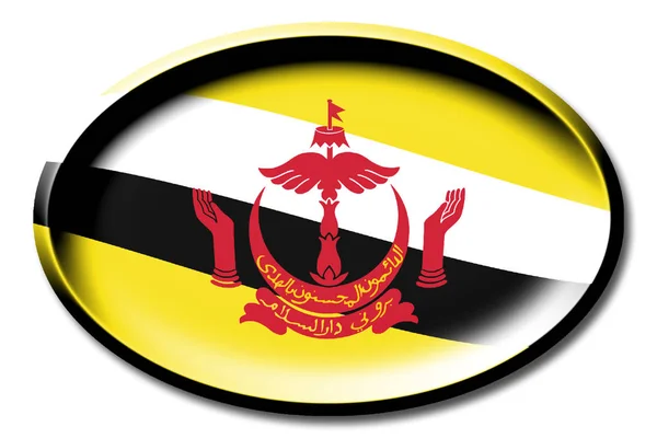 Bandeira Brunei Redonda Sobre Fundo Branco — Fotografia de Stock