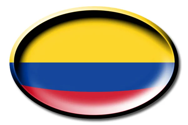 Vlag Van Colombia Ronde Witte Achtergrond — Stockfoto