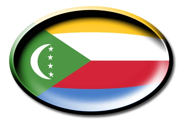 Flagga Komorerna Runda Vit Bakgrund — Stockfoto