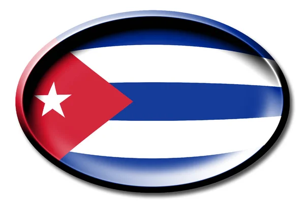 Bandera Cuba Redonda Sobre Fondo Blanco — Foto de Stock