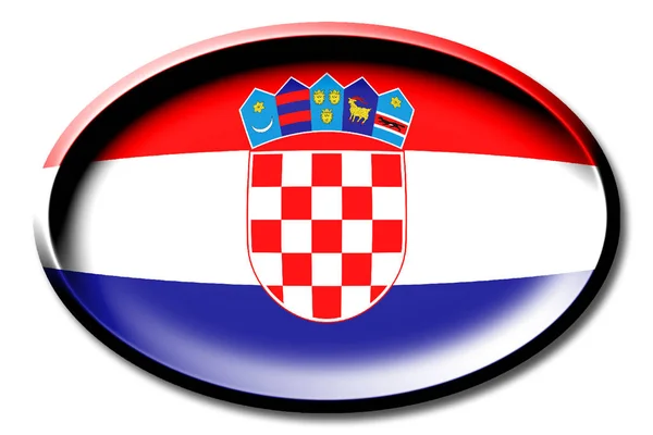 Bandera Croacia Redonda Sobre Fondo Blanco — Foto de Stock