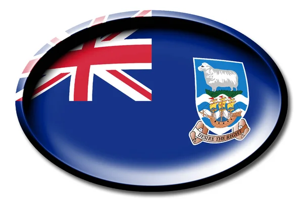 Bandera Las Islas Malvinas Redonda Sobre Fondo Blanco — Foto de Stock