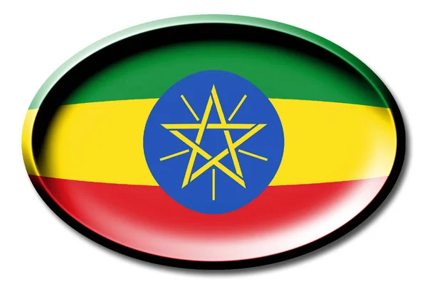 Прапор Ефіопії Круглі Білому Тлі — стокове фото