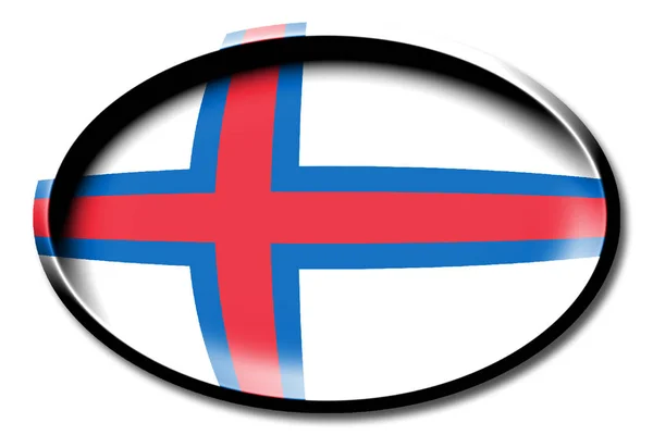 Flagga Färöarna Runda Vit Bakgrund — Stockfoto