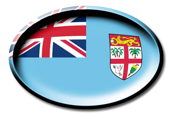 Bandera Fiji Redonda Sobre Fondo Blanco — Foto de Stock