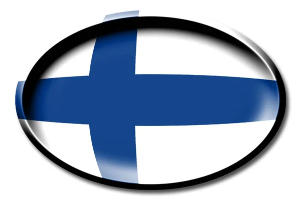 Bandera Finlandia Redonda Sobre Fondo Blanco — Foto de Stock