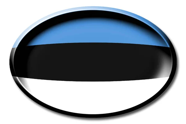 Bandeira Estónia Redonda Sobre Fundo Branco — Fotografia de Stock