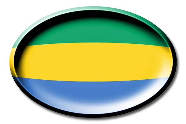 Gabon Beyaz Arka Plan Üzerinde Yuvarlak Bayrağı — Stok fotoğraf