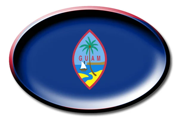 Bandeira Guam Redonda Sobre Fundo Branco — Fotografia de Stock