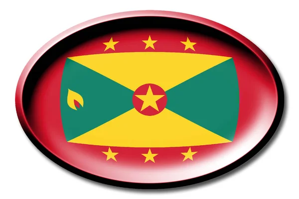 Vlag Van Grenada Ronde Witte Achtergrond — Stockfoto
