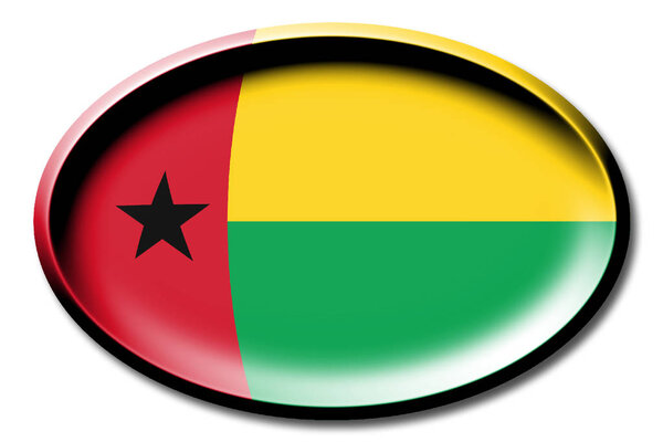 Flag of Guinea Bissau - round on white background.
