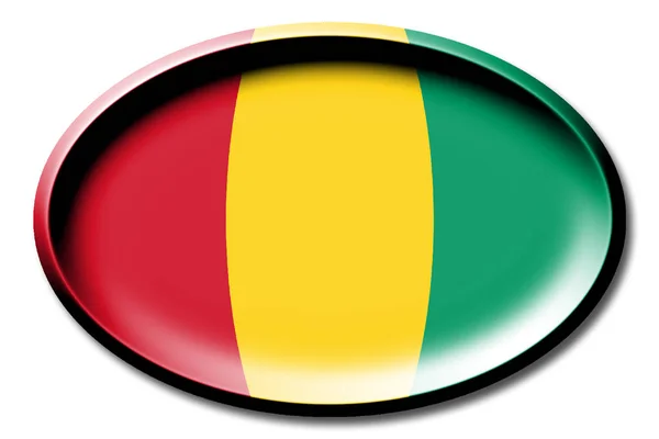 Bandera Guinea Redonda Sobre Fondo Blanco — Foto de Stock