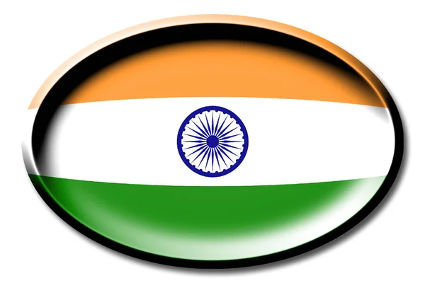 Vlag Van India Ronde Witte Achtergrond — Stockfoto