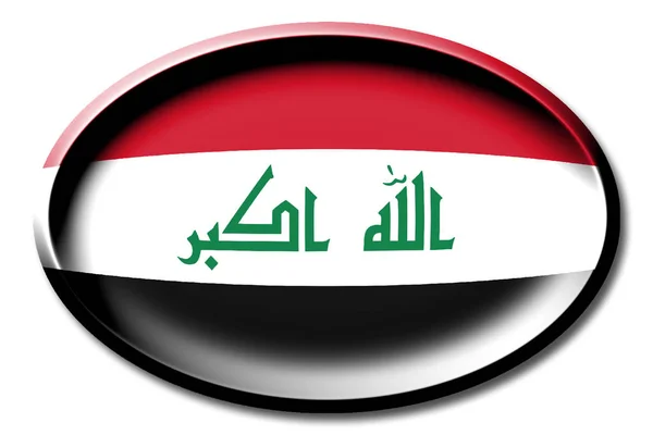 伊拉克的旗子 圆在白色背景 — 图库照片
