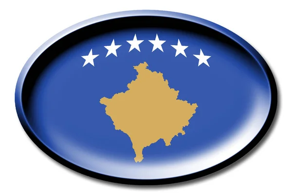 Kosova Beyaz Arka Plan Üzerinde Yuvarlak Bayrağı — Stok fotoğraf
