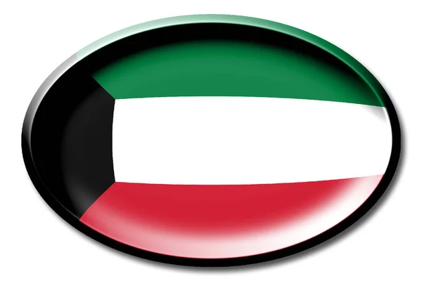 Kuveyt Beyaz Arka Plan Üzerinde Yuvarlak Bayrağı — Stok fotoğraf
