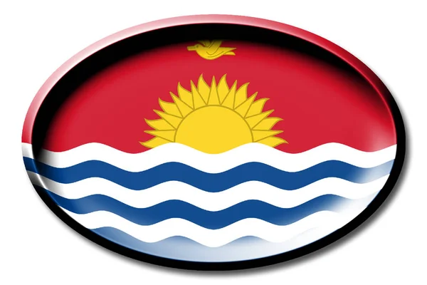 Bandeira Kiribati Redonda Sobre Fundo Branco — Fotografia de Stock