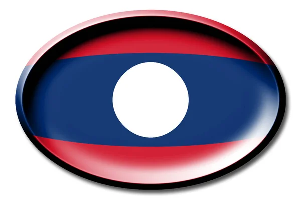 老挝旗子 圆在白色背景 — 图库照片