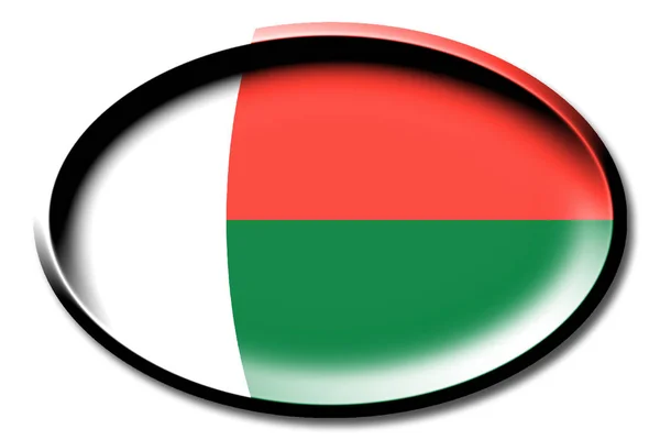 Bandeira Madagáscar Redonda Sobre Fundo Branco — Fotografia de Stock