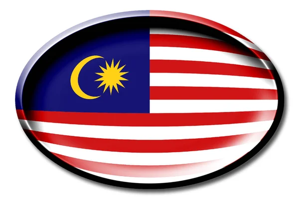 Bendera Malaysia Bulat Atas Latar Belakang Putih — Stok Foto