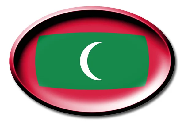 Bandeira Das Maldivas Redonda Sobre Fundo Branco — Fotografia de Stock