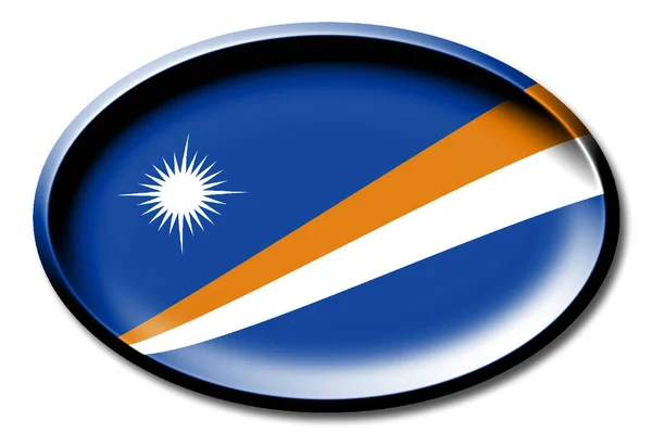 Bandeira Das Ilhas Marshall Redonda Sobre Fundo Branco — Fotografia de Stock