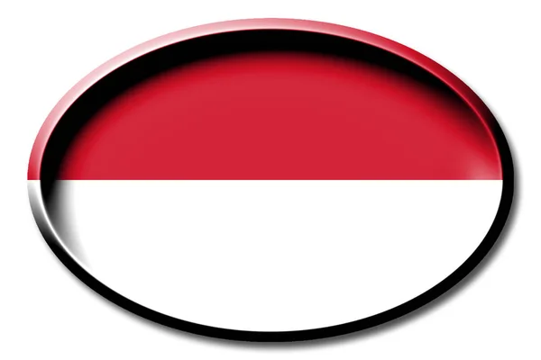 Bandeira Monaco Redonda Sobre Fundo Branco — Fotografia de Stock