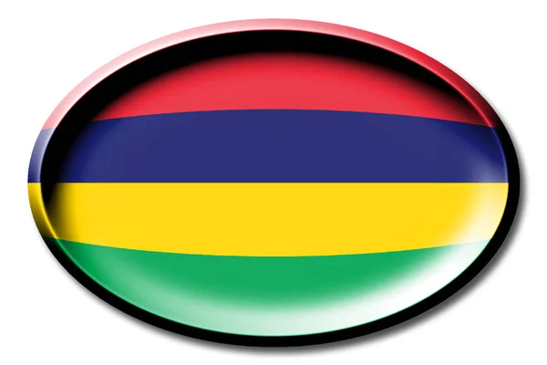 Flagge Von Mauritius Rund Auf Weißem Hintergrund — Stockfoto