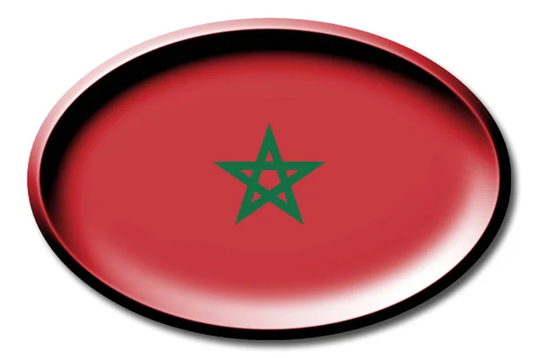 Flagga Marocko Runda Vit Bakgrund — Stockfoto
