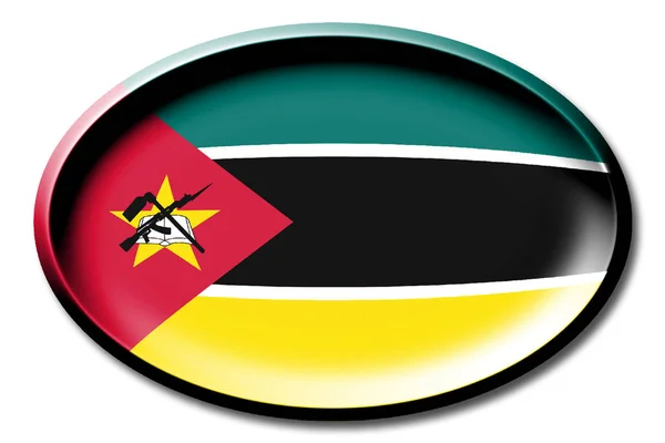 Vlag Van Mozambique Ronde Witte Achtergrond — Stockfoto