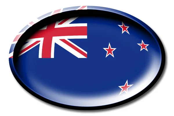Bandera Nueva Zelanda Redonda Sobre Fondo Blanco —  Fotos de Stock