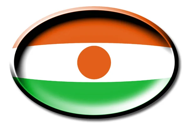 Bandeira Níger Redondo Sobre Fundo Branco — Fotografia de Stock