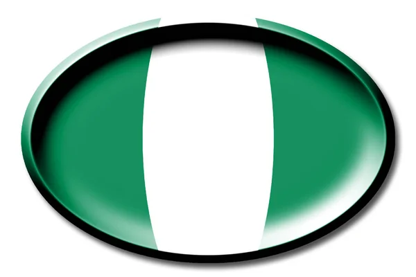 Bandeira Nigéria Redondo Sobre Fundo Branco — Fotografia de Stock