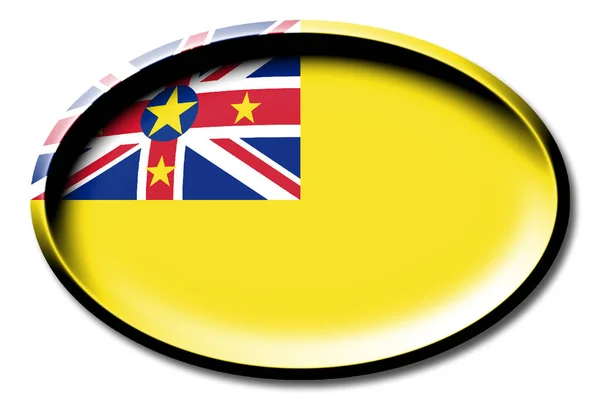 Bandera Niue Redonda Sobre Fondo Blanco — Foto de Stock