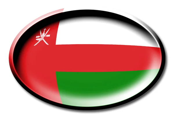 Vlag Van Oman Ronde Witte Achtergrond — Stockfoto