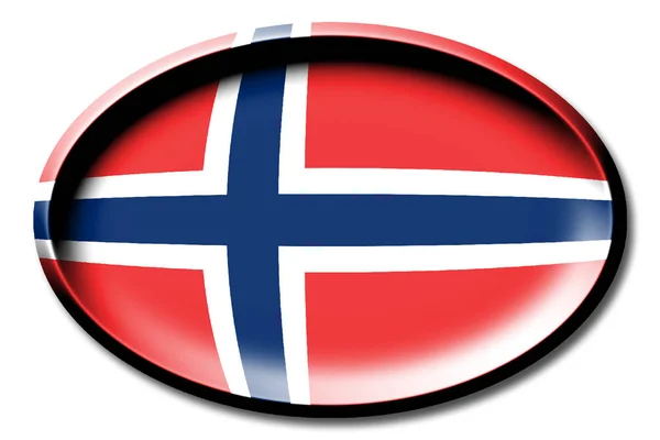 Flagga Norge Runda Vit Bakgrund — Stockfoto