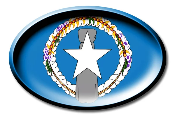 Bandeira Das Ilhas Marianas Norte Redonda Sobre Fundo Branco — Fotografia de Stock