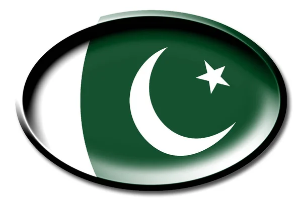 Vlajka Pákistánu Kulatý Bílém Pozadí — Stock fotografie