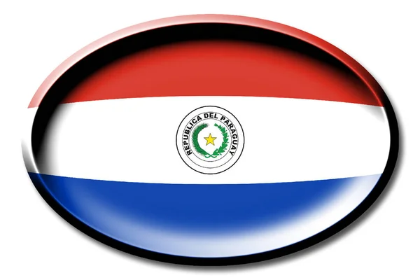 Bandera Paraguay Redonda Sobre Fondo Blanco —  Fotos de Stock