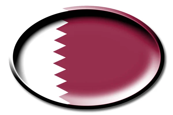 Drapeau Qatar Rond Sur Fond Blanc — Photo