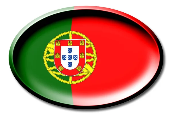 Bandeira Portugal Redonda Sobre Fundo Branco — Fotografia de Stock