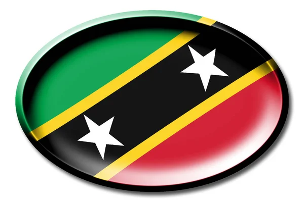 Vlag Van Saint Kitts Nevis Ronde Witte Achtergrond — Stockfoto