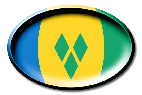 Flagge Von Saint Vincent Und Den Grenadinen Rund Auf Weißem — Stockfoto