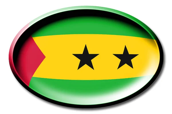 Vlag Van Sao Tomé Tand Principe Ronde Witte Achtergrond — Stockfoto