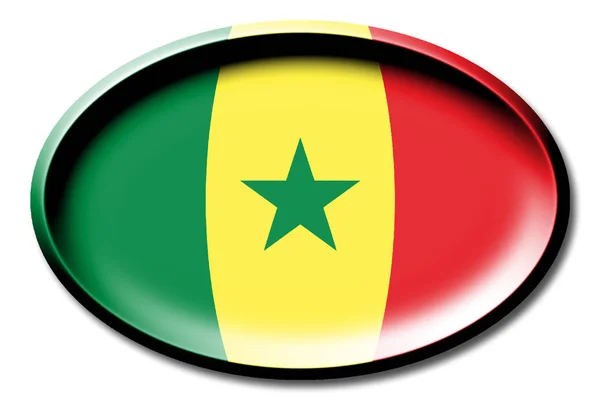 Vlag Van Senegal Ronde Witte Achtergrond — Stockfoto