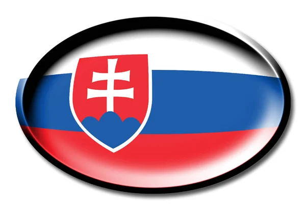 Bandera Eslovaquia Redonda Sobre Fondo Blanco —  Fotos de Stock