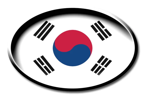 Bendera Korea Selatan Bulat Dengan Latar Belakang Putih — Stok Foto