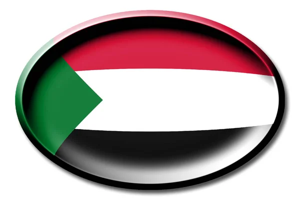 Vlag Van Soedan Ronde Witte Achtergrond — Stockfoto