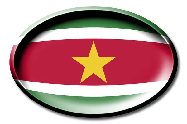 Flagge Von Surinam Rund Auf Weißem Hintergrund — Stockfoto